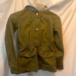 Me Jane Girls Army Green Hooded Jacket Size 10 great shape sweatshirt hood
